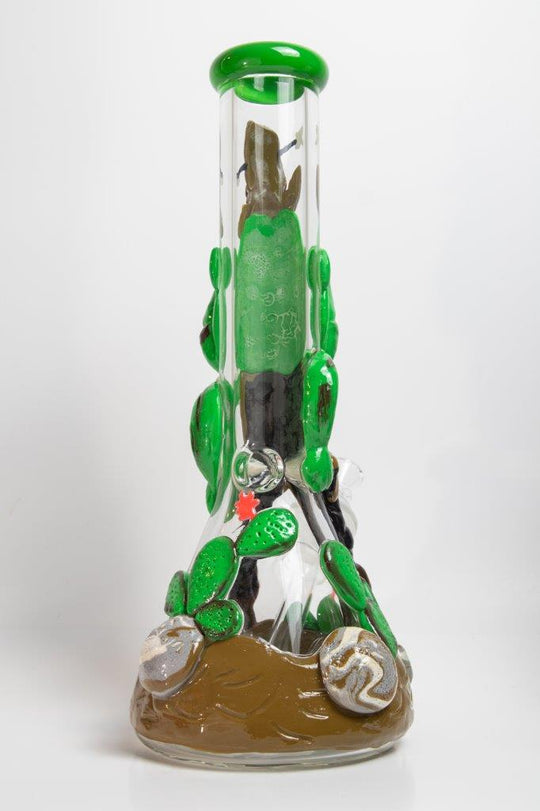 14- inch Scarecrow Bong – a bong with character for weed and dabs in water breaker style glass. For sale now, this unique piece features a Scarecrow design shape, a 14MM male bowl piece for weed, and a straight down stem