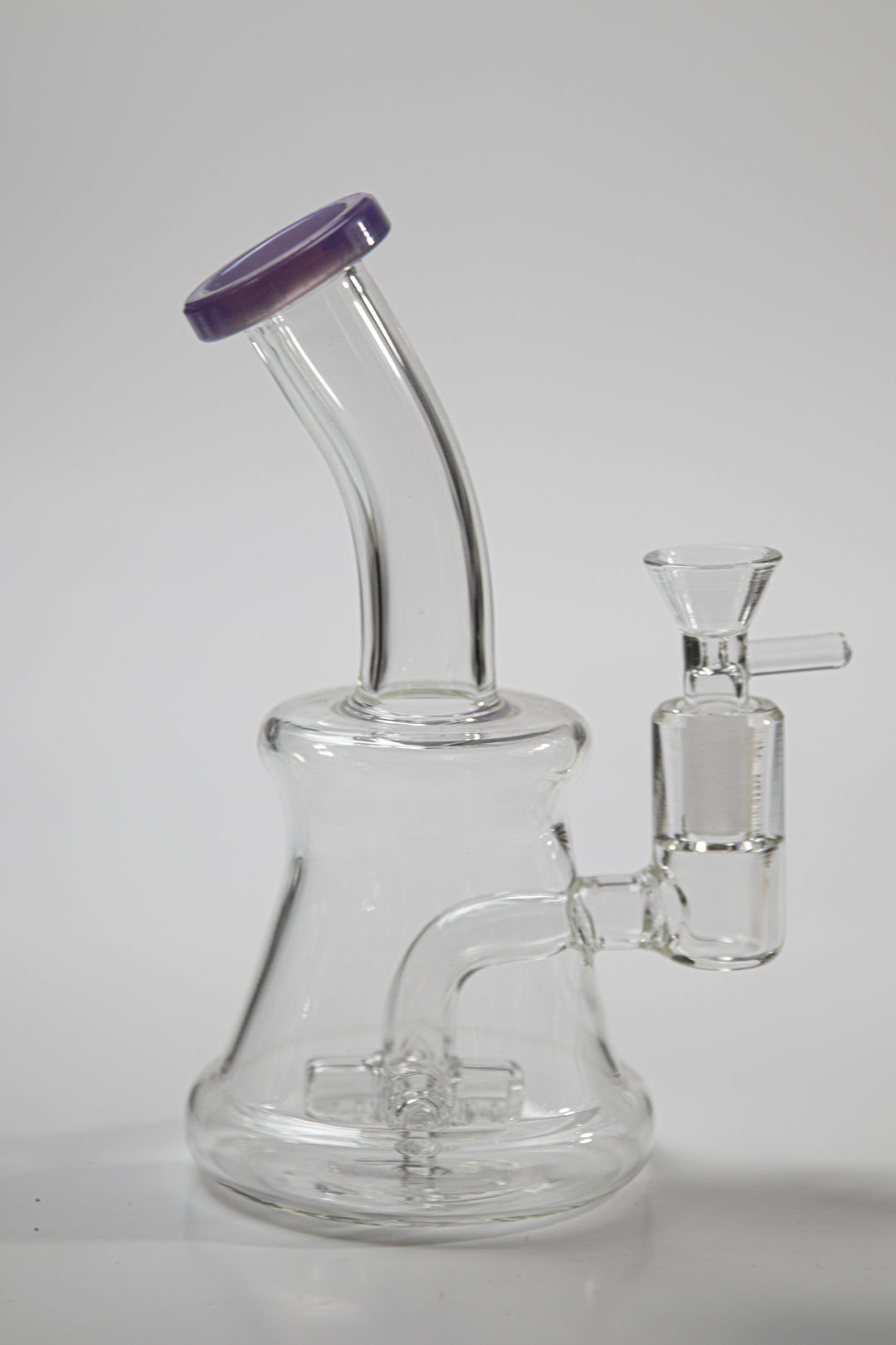 7-inch Purple Water Pipe , dry herb bowl 14mm piace clear base , long curve mouth opening 