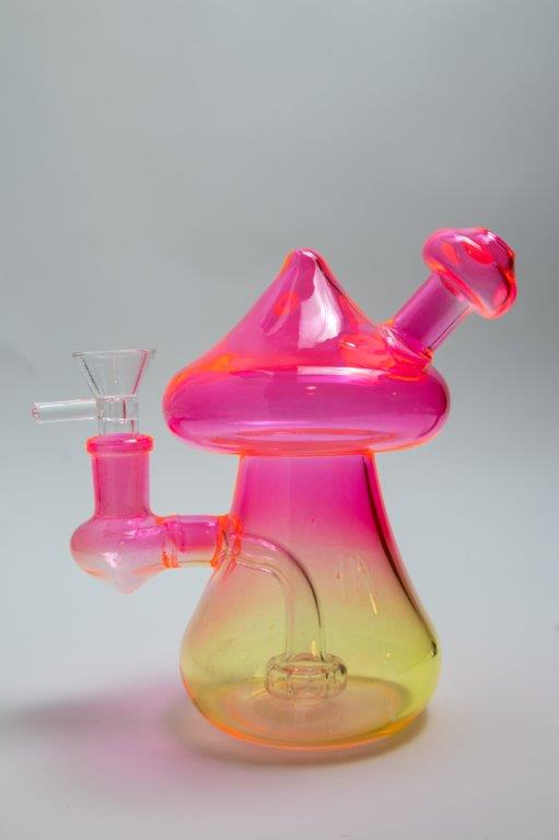 Two Tone Pink and yellow Mushroom Water Pipe