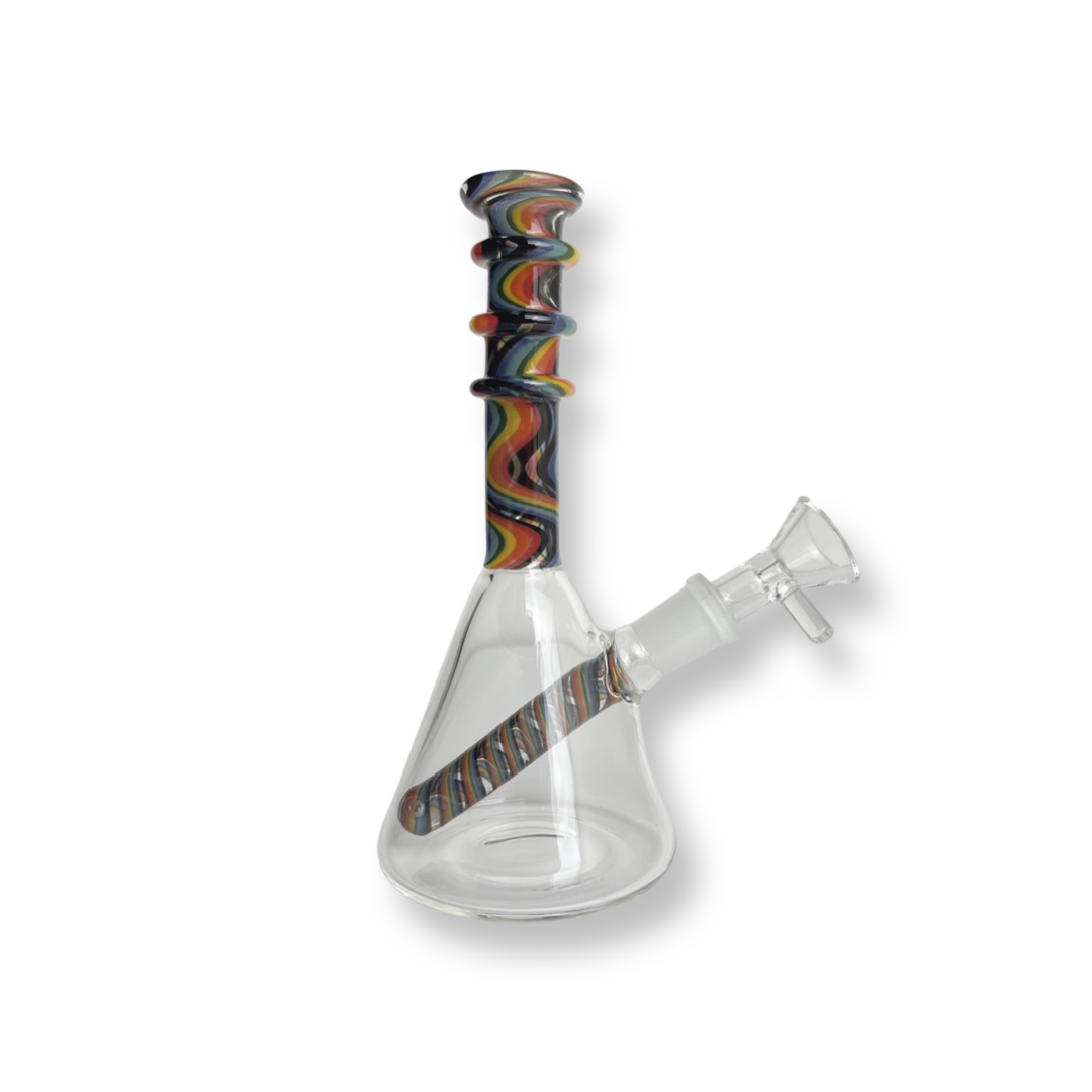 Rainbow Swirl Rig Water Pipe – a classic beaker designed for the discerning stoner. Featuring a captivating rainbow swirl design, straight down stem, and an affordable price, this water pipe is for sale and ready to deliver smooth hits. Elevate your session with the included 14mm weed bowl piece Can be use for dabs/dry herb  , Quality glass  