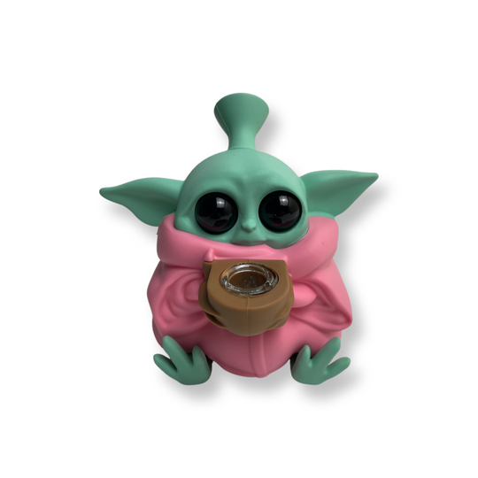 We have them in brown/pink Baby Yoda with Robe Pipe – the ultimate stoner's choice now for sale at an affordable price. Shaped like the beloved Baby Yoda figure with a robe, this hand pipe is designed for dry herb use