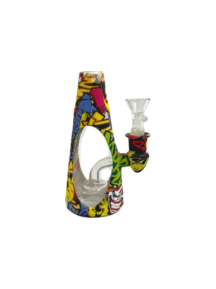 6 inch Silicone Mini Water Pipe – sporting a clown comic design for a playful sesh. This affordable piece ensures smooth hits, and it's for sale with a 14mm bowl piece included! Can be use for dabs/dry herb , only   Quality glass  